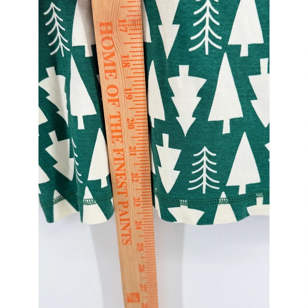 Hanna Andersson Christmas Tree Green White Organic Cotton Pajama Top M 016403W